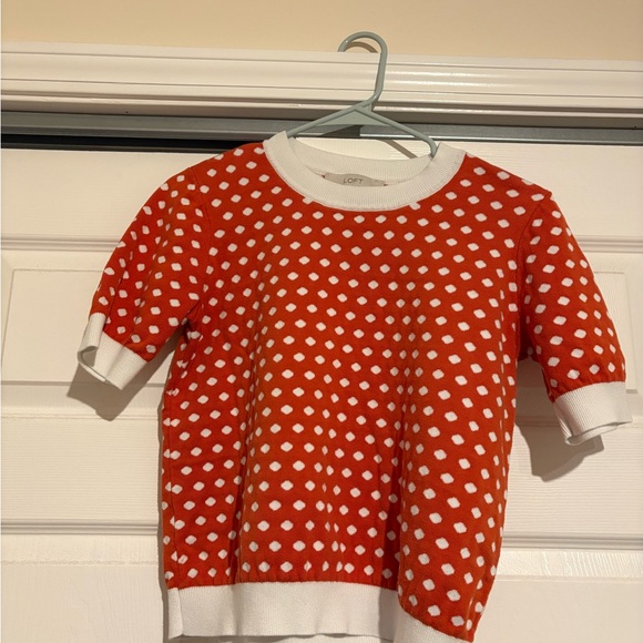 LOFT Tops - Orange and White Polka Dot Sweater